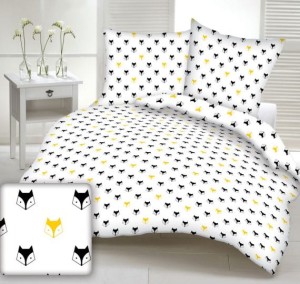 Pościel dla dzieci (do łóżeczka) 100% BAWEŁNA 140x200cm (+ poszewka 70x80cm) ŻÓŁTE LISKI