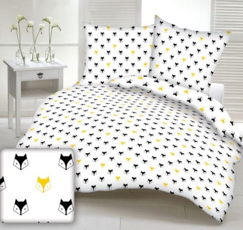 Pościel dla dzieci (do łóżeczka) 100% BAWEŁNA 140x200cm (+ poszewka 70x80cm) ŻÓŁTE LISKI