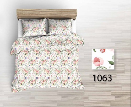 Pościel 100% BAWEŁNA Renforce | 200x220cm (poszwa) + 2x 70x80cm (poszewki) | Wykończenie satynowe | RÓŻYCZKI