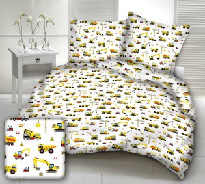 Pościel dla dzieci 100% BAWEŁNA 160x200cm (+ 2x poszewka 70x80cm) KOPARKI