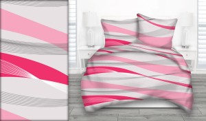 Pościel 100% BAWEŁNA Renforce | 160x200cm (poszwa) + 2x 70x80cm (poszewki) | Wykończenie satynowe | NOWA GEOMETRIA RÓŻOWA