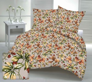 Pościel 100% BAWEŁNA Renforce | 160x200cm (poszwa) + 2x 70x80cm (poszewki) | Wykończenie satynowe | POWIEW JESIENI BEŻ