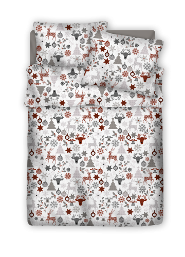 Pościel 100% BAWEŁNA Renforce | 160x200cm (poszwa) + 2x 70x80cm (poszewki) | Wykończenie satynowe | RENIFERY RÓŻNE