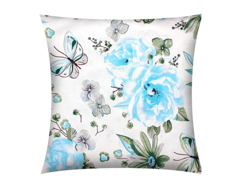 POSZEWKA NA PODUSZKĘ JASIEK 40x40cm 100% BAWEŁNA KORA | NIEBIESKIE RÓŻE