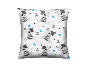 POSZEWKA NA PODUSZKĘ 40x40 JASIEK DLA DZIECI | 100% BAWEŁNA Renforce | Wykończenie satynowe | SZARY MIŚ