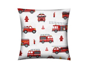 POSZEWKA NA PODUSZKĘ 40x40 JASIEK DLA DZIECI | 100% BAWEŁNA Renforce | Wykończenie satynowe | WOZY STRAŻACKIE