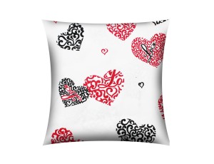 POSZEWKA NA PODUSZKĘ JASIEK 40x40cm 100% BAWEŁNA Renforce | Wykończenie satynowe | CZERWONE I CZARNE SERCA