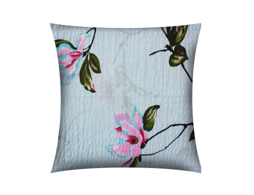 POSZEWKA NA PODUSZKĘ JASIEK 40x40cm 100% BAWEŁNA KORA | MAGNOLIA NA NIEBIESKIM