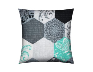 POSZEWKA NA PODUSZKĘ JASIEK 40x40cm 100% BAWEŁNA KORA | PLASTRY MIODU MIĘTA