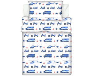 Pościel 100% BAWEŁNA Renforce DLA DZIECI | 90x120cm (poszwa) + 1x 40x60cm (poszewka) | Do łóżeczka | Wykończenie satynowe | POLICJA