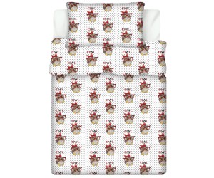 Pościel 100% BAWEŁNA Renforce DLA DZIECI | 135x100cm (poszwa) + 1x 40x60cm (poszewka) | Do łóżeczka, przedszkola, żłobka | Wykończenie satynowe | SÓWKI