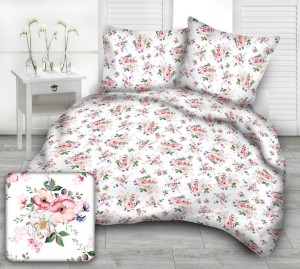 Pościel 100% BAWEŁNA FLANELA | 140x200cm (poszwa) + 1x 70x80cm (poszewka) | JABŁONKA NA BIAŁYM