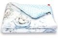 Kocyk dla dzieci i niemowląt MINKY 80x100 SŁOŃ Z TĘCZĄ NIEBIESKI - MINKY JASNY NIEBIESKI