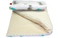 Kocyk dla dzieci i niemowląt MINKY 80x100 / 100X135 MIŚ Z LATAWCEM POPIEL - MINKY ECRU