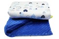 Kocyk dla dzieci i niemowląt MINKY 80x100 / 100X135 SERDUSZKA NIEBIESKIE - MINKY GRANAT