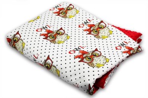 Kocyk dla dzieci i niemowląt MINKY 80x100 / 100X135 SÓWKI - MINKY CZERWONE