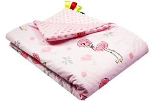 Kocyk dla dzieci i niemowląt MINKY 80x100 FLAMINGI RÓŻOWE - MINKY RÓŻOWE
