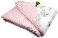 Kocyk dla dzieci i niemowląt MINKY 80x100 / 100X135 SŁOŃ Z TĘCZĄ RÓŻOWY - MINKY RÓŻOWE