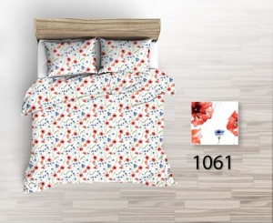 Pościel 100% BAWEŁNA Renforce | 200x220cm (poszwa) + 2x 70x80cm (poszewki) | Wykończenie satynowe | CZERWONE MAKI