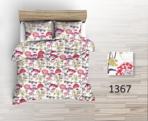 Pościel 100% BAWEŁNA Renforce | 200x220cm (poszwa) + 2x 70x80cm (poszewki) | Wykończenie satynowe | CZERWONE DMUCHAWCE