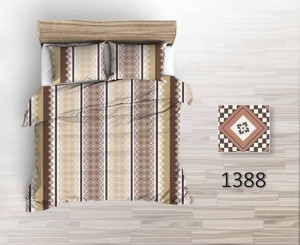 Pościel 100% BAWEŁNA Renforce | 200x220cm (poszwa) + 2x 70x80cm (poszewki) | Wykończenie satynowe | BEŻOWE ROMBY