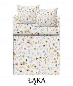 Pościel 100% BAWEŁNA Renforce | 160x200cm (poszwa) + 2x 70x80cm (poszewki) | Wykończenie satynowe | ŁĄKA