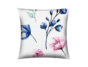 POSZEWKA NA PODUSZKĘ JASIEK 40x40cm 100% BAWEŁNA FLANELA | CZERWONE I NIEBIESKIE KWIATY