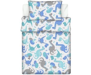 Pościel 100% BAWEŁNA Renforce DLA DZIECI | 90x120cm (poszwa) + 1x 40x60cm (poszewka) | Do łóżeczka | Wykończenie satynowe | DINO