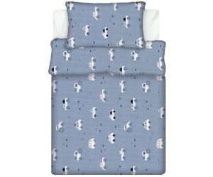 Pościel 100% BAWEŁNA Renforce DLA DZIECI | 90x120cm (poszwa) + 1x 40x60cm (poszewka) | Do łóżeczka | Wykończenie satynowe | AUTKA NA NIEBIESKIM