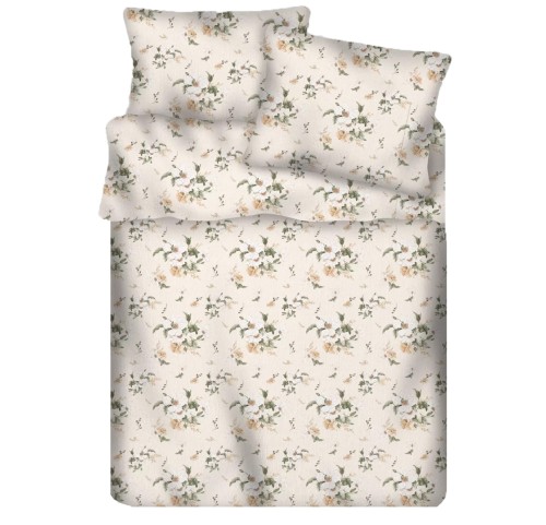 Pościel 100% BAWEŁNA Renforce | 160x200cm (poszwa) + 2x 70x80cm (poszewki) | Wykończenie satynowe | CLEMANTIS