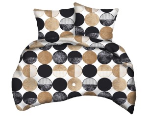 Pościel 100% BAWEŁNA Renforce | 160x200cm (poszwa) + 2x 70x80cm (poszewki) | Wykończenie satynowe | KOŁA BRĄZ