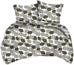 Pościel 100% BAWEŁNA Renforce | 160x200cm (poszwa) + 2x 70x80cm (poszewki) | Wykończenie satynowe | NOWE LIŚCIE OLIWKA