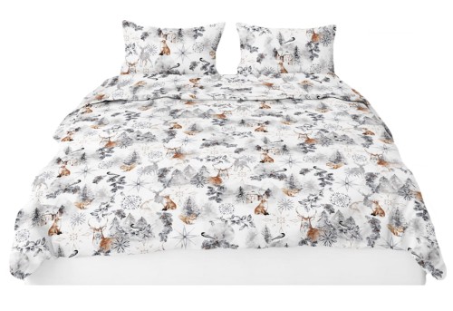 Pościel 100% BAWEŁNA Renforce | 140x200cm (poszwa) + 1x 70x80cm (poszewka) | Wykończenie satynowe | ZIMA SZARA