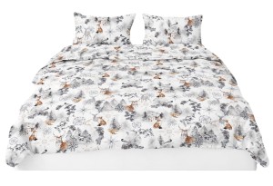 Pościel 100% BAWEŁNA Renforce | 160x200cm (poszwa) + 2x 70x80cm (poszewki) | Wykończenie satynowe | ZIMA SZARA