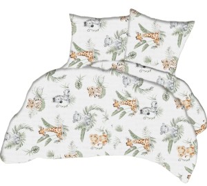 Pościel dla dzieci (do łóżeczka) 100% BAWEŁNA 140x200cm (+ poszewka 70x80cm) SAFARI