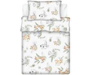 Pościel 100% BAWEŁNA Renforce DLA DZIECI | 90x120cm (poszwa) + 1x 40x60cm (poszewka) | Do łóżeczka | Wykończenie satynowe | SAFARI