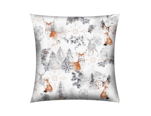 POSZEWKA NA PODUSZKĘ JASIEK 40x40cm 100% BAWEŁNA Renforce | Wykończenie satynowe | ZIMA SZARA