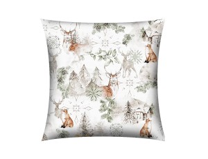 POSZEWKA NA PODUSZKĘ JASIEK 40x40cm 100% BAWEŁNA Renforce | Wykończenie satynowe | ZIMA ZIELONA