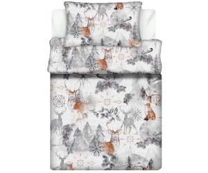 Pościel 100% BAWEŁNA Renforce DLA DZIECI | 135x100cm (poszwa) + 1x 40x60cm (poszewka) | Do łóżeczka, przedszkola, żłobka | Wykończenie satynowe | ZIMA SZARA