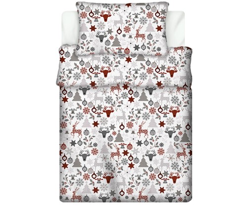 Pościel 100% BAWEŁNA Renforce DLA DZIECI | 90x120cm (poszwa) + 1x 40x60cm (poszewka) | Do łóżeczka | Wykończenie satynowe | RENIFERY RÓŻNE