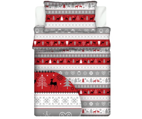 Pościel 100% BAWEŁNA Renforce DLA DZIECI | 90x120cm (poszwa) + 1x 40x60cm (poszewka) | Do łóżeczka | Wykończenie satynowe | SWETEREK CZERWONY