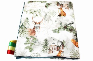 Kocyk dla dzieci i niemowląt MINKY 80x100 / 100X135 ZIMA ZIELONA - MINKY BUTELKOWA ZIELEŃ