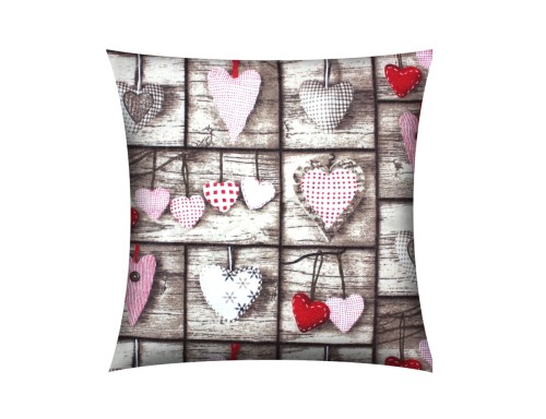 POSZEWKA NA PODUSZKĘ JASIEK 40x40cm 100% BAWEŁNA Renforce | Wykończenie satynowe | SERCA ZAWIESZKI RÓŻOWE