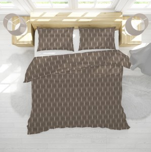 Pościel 100% BAWEŁNA Renforce | 160x200cm (poszwa) + 2x 70x80cm (poszewki) | Wykończenie satynowe | KIELICHY BRĄZ