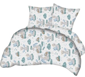 Pościel 100% BAWEŁNA Renforce | 160x200cm (poszwa) + 2x 70x80cm (poszewki) | Wykończenie satynowe | SMOKI ZIELONE NA BIAŁYM TLE