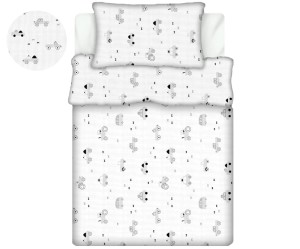 Pościel 100% BAWEŁNA Renforce DLA DZIECI | 90x120cm (poszwa) + 1x 40x60cm (poszewka) | Do łóżeczka | Wykończenie satynowe | AUTKA SZARE NA BIAŁYM