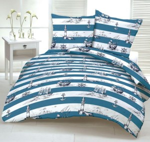 Pościel 100% BAWEŁNA Renforce | 160x200cm (poszwa) + 2x 70x80cm (poszewki) | Wykończenie satynowe | MARYNARSKI