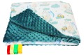 Kocyk dla dzieci i niemowląt MINKY 80x100 / 100X135 SMOCZEK - MINKY ZIELONY CIEMNY