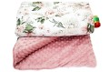 Kocyk dla dzieci i niemowląt MINKY 80x100 / 100X135 BOTANIKA HERBACIANA - MINKY RÓŻ NOWY