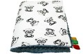 Kocyk dla dzieci i niemowląt MINKY 80x100 / 100X135 PANDA OCZY SZARE - MINKY BUTELKOWA ZIELEŃ